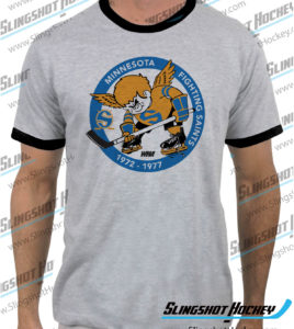 Minnesota-Fighting-Saints-ringer-heather-grey-black-mens-tshirt