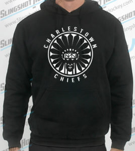 Charlestown-Chiefs-Warrior-slapshot-mens-black-sweatshirt-front-slingshot-hockey